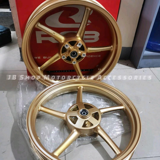 RACING BOY 5 SPOKE MAGS 2.5X3.5 WIDE GOLD ONLY FOR YAMAHA SNIPER 150/155